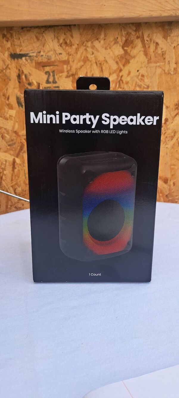 Mini Party Speaker Wireless Speaker with RGB LED Lights & Phone Holder USB-C Cha